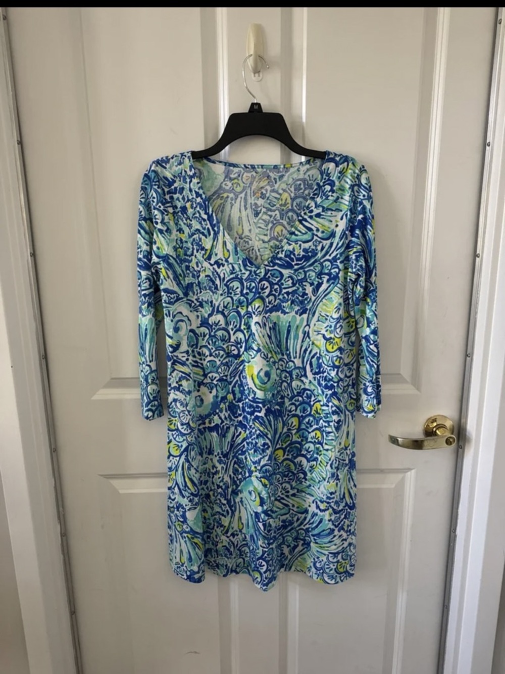 Lilly Pulitzer Blue, Green & White Patterned V-Neck Dress